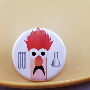 Muppets Beaker Pinback Button Disney Orange Hair Test Tubes